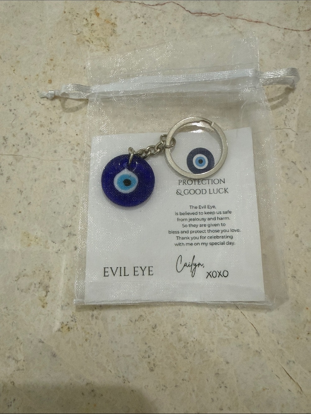 Evil Eye Keychain Charm - Blue Protection Keyring
